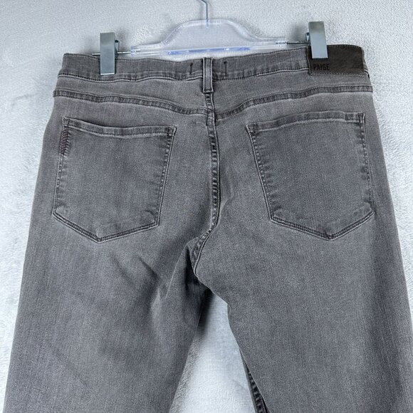 Paige Slim Straight Leg Jeans Mens Size 34 Mid Rise Charcoal Wash Denim Black - Picture 4 of 12